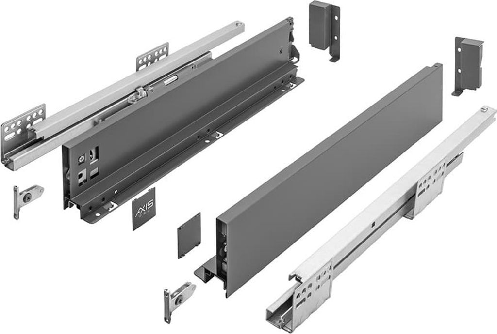 Schubkastensystem Anthrazit Touch to Open Schubladensystem Vollauszug Unterflurführung 550mm 86mm