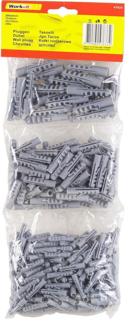Work-it Universaldübel Sortiment 300 teiliges Set 6mm 8mm Produktbild 