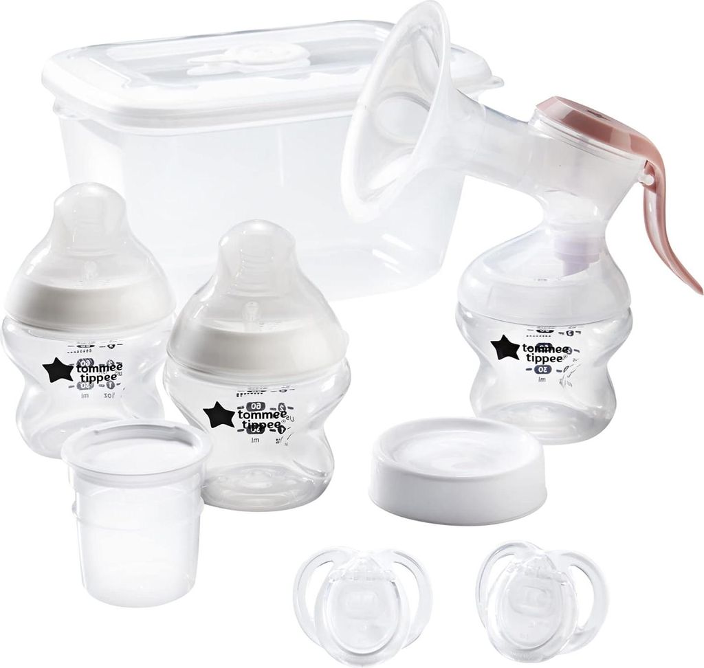 Ernährungsstarterset für Stillen mit Handmilchpumpe und Babyflaschen - Komplettset für Mütter