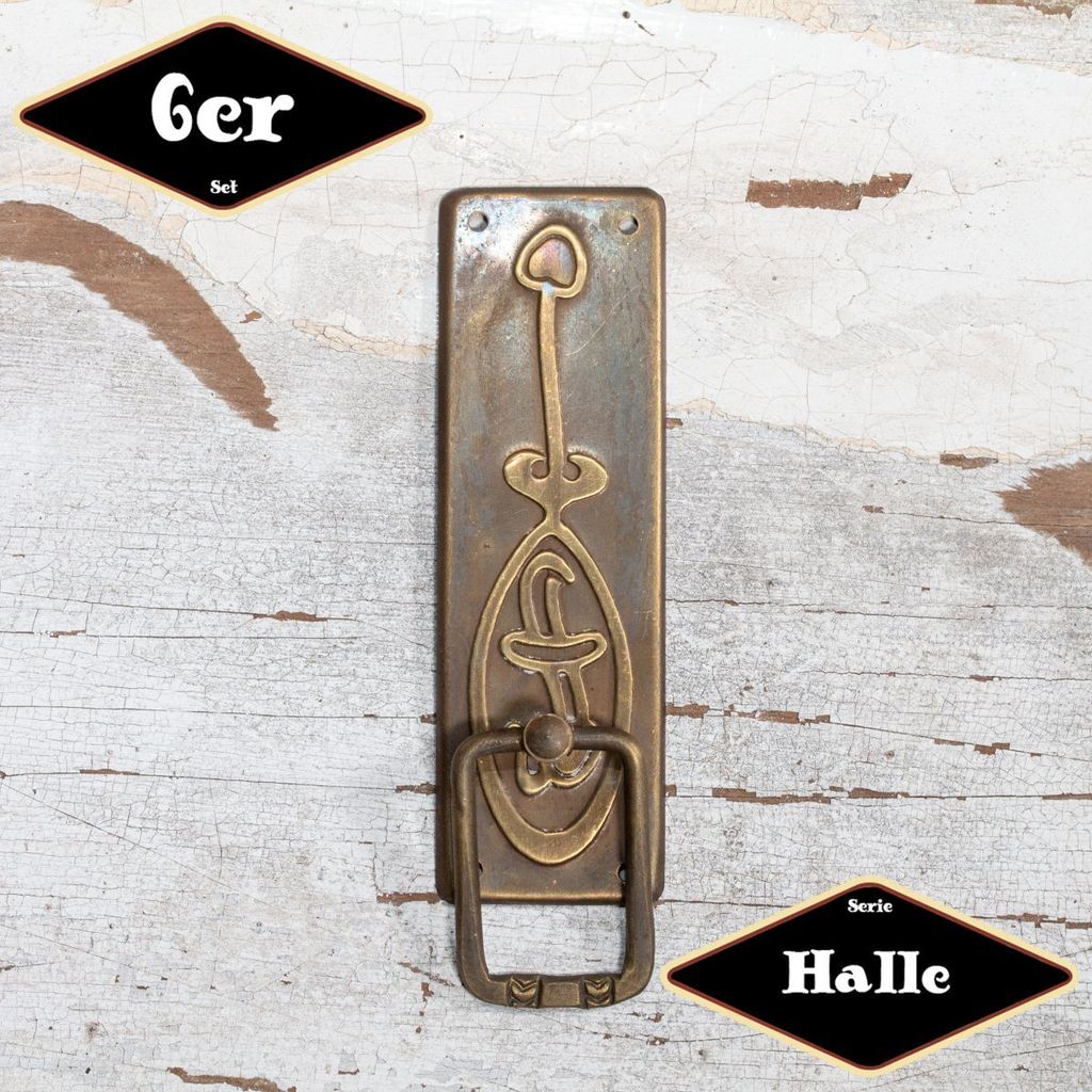Schubladengriff,Serie"Halle",6er Pack|Eisen in Messing Produktbild 
