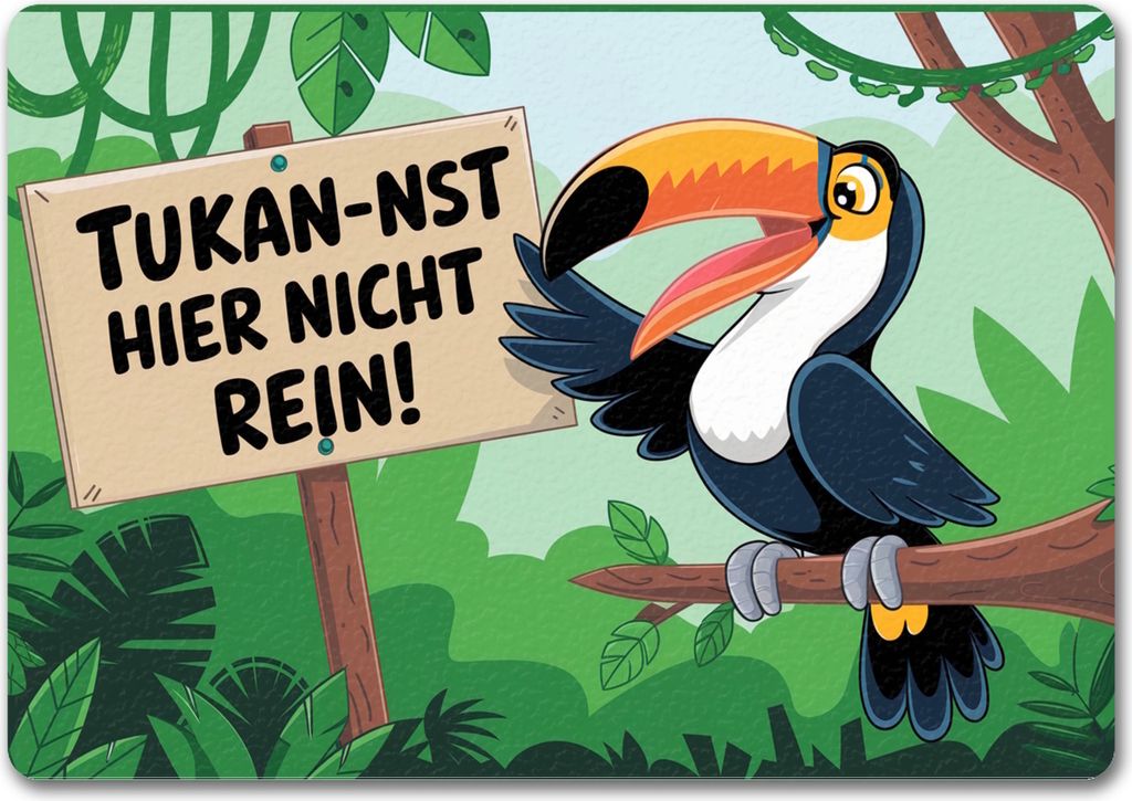 Tukan-nst hier nicht rein! Fußmatte in 35x50 cm ohne Rand mit Tukan im Dschungel