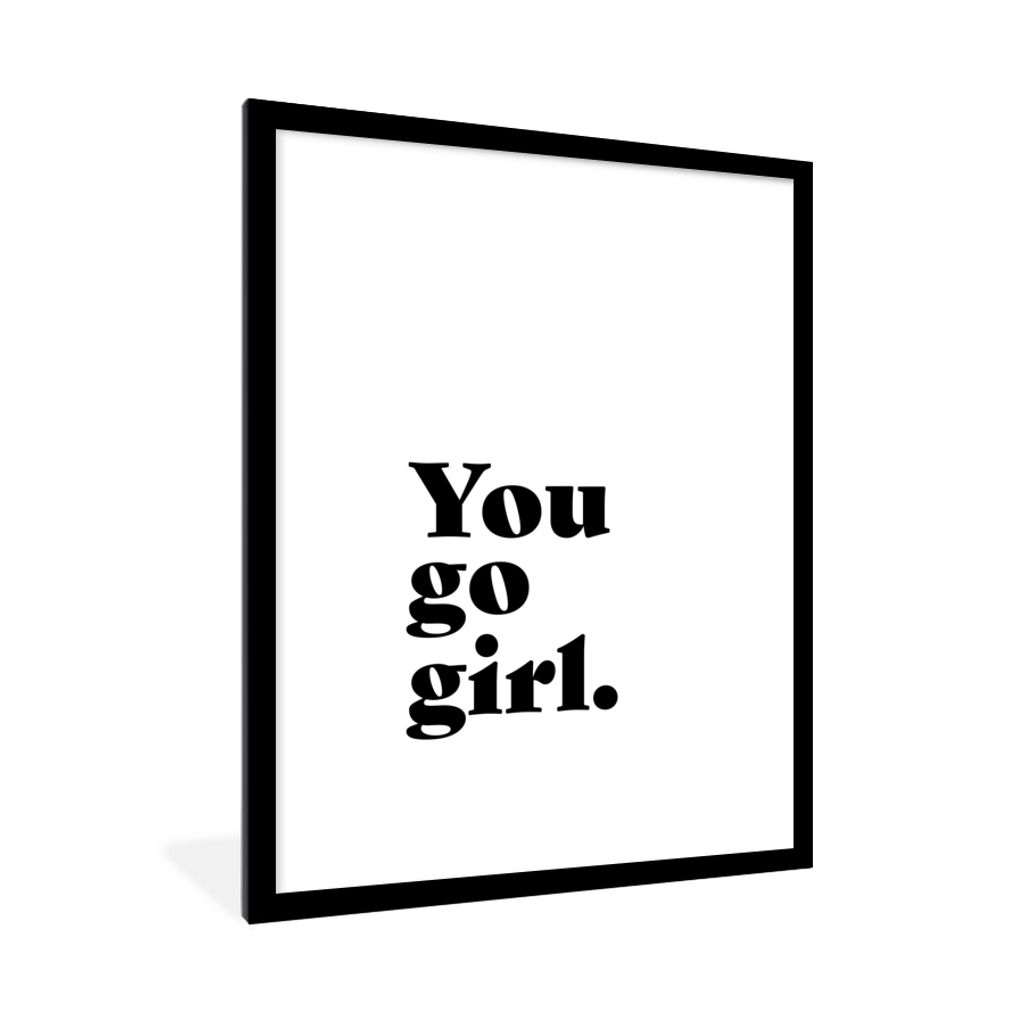 MuchoWow Gerahmtes Poster Sprichwörter - Du gehst Mädchen - Mädchen - Kinder - Zitate 60x80 cm - Poster mit Schwarzem Bilderrahmen Wandposter ...