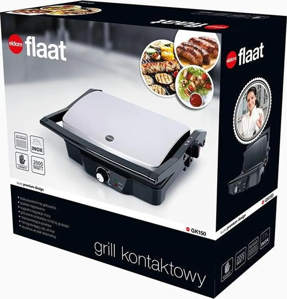 Grill Viande et Panini pour Cuisine Rapide - ELDOM GK150 2000W Argent - 6