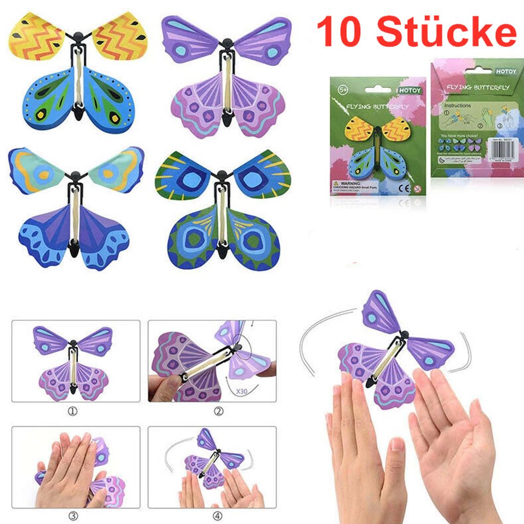 6x Magic Butterfly magischer fliegender Schmetterling DIY Magischer Spielzeug DE 