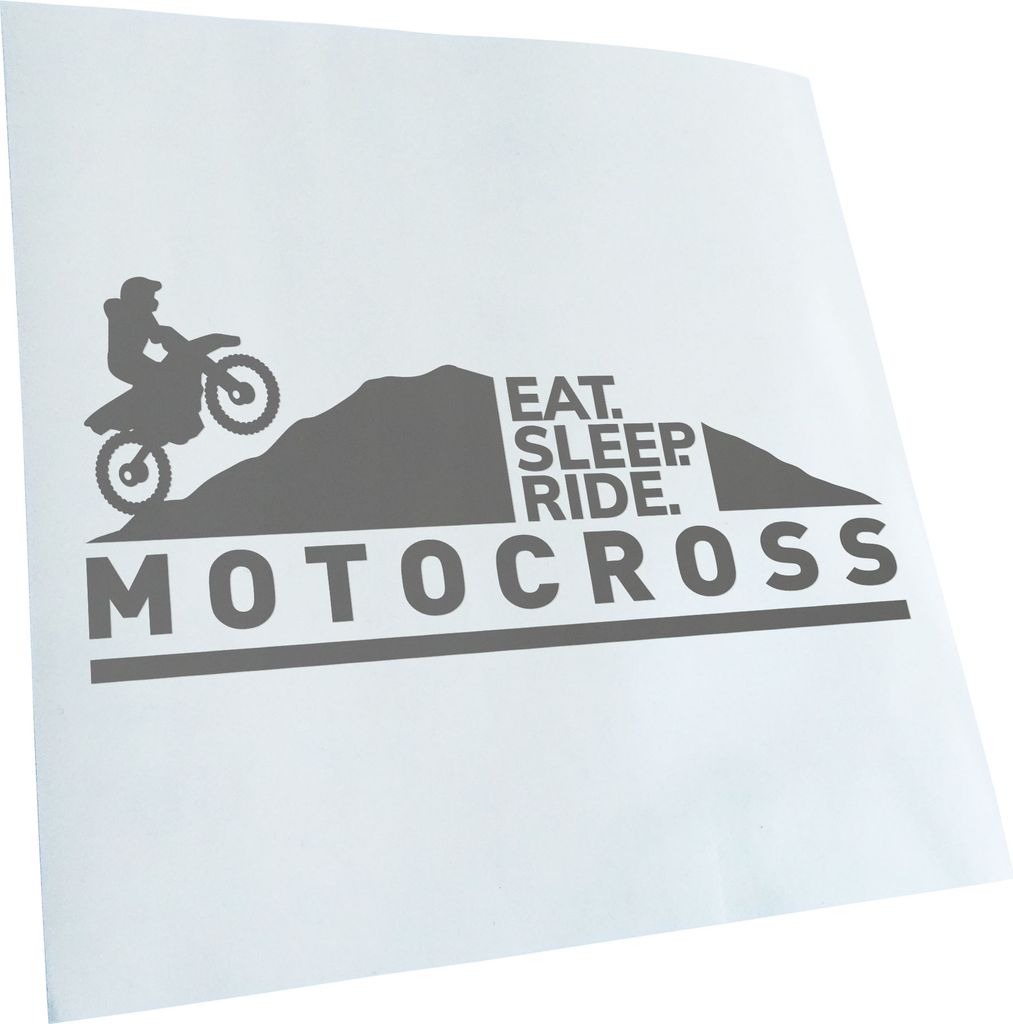 Kiwistar - Autoaufkleber - Motocross eat sleep ride - Grau - 40x18cm - Aufkleber für Auto, Laptop, Fahrrad, LKW, Motorrad mehrfarbig JDM Decal Racing