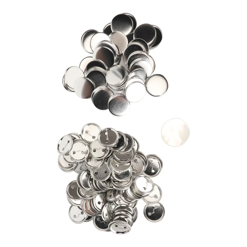 Lot de 100 pièces pour badges à épingle 50 mm en métal lisse brillant