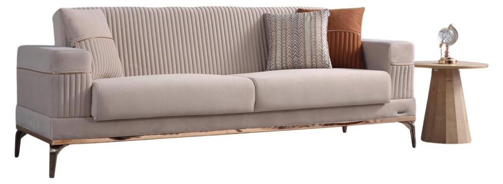 Villa Möbel Sofa Cusco Farbe: Beige Stellvariante:2-Sitzer Hand Made Qualtiy, Schlaffunktion durch aufklappbare Sitzfläche