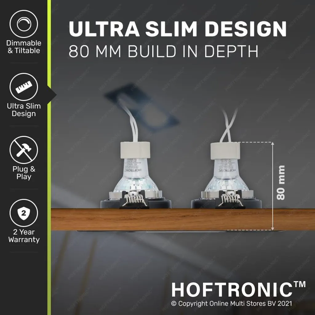 Spot LED Encastrable Carré Noir 4000K Dimmable Durham - Pack de 6 - 5