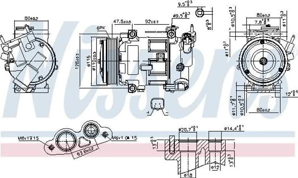 Compresseur de Climatisation Qualité OE Nissens 890606 pour DS3 208 et C3