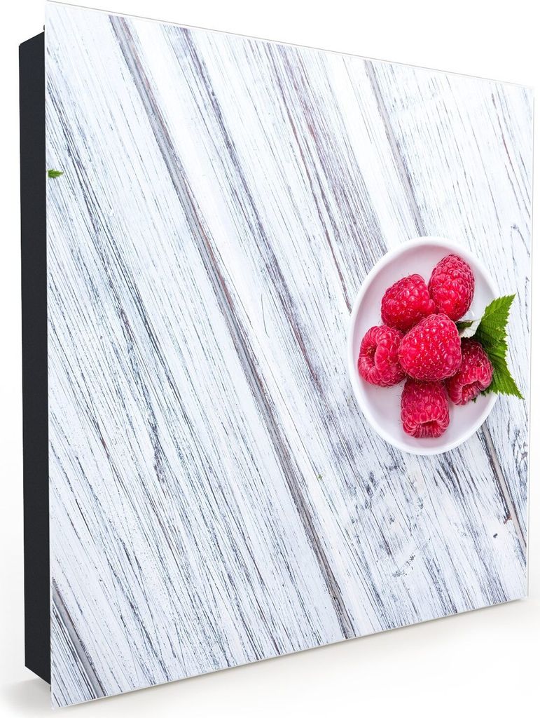 Nachbildung-Schlüsselkasten, Magnetpinnwand und Memoboard mit Glasfront Motiv Himbeeren von Weitem