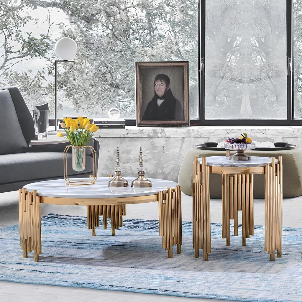 Coffee Table Luxury Design Coffee Side Tables Living Room Round Marble Modern