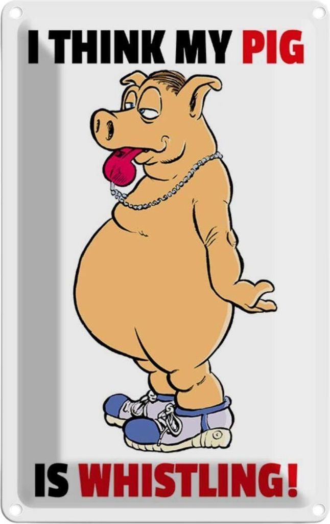 vianmo Blechschild 30x20 cm I think my pig's whistling Schwein Spruch Zitat
