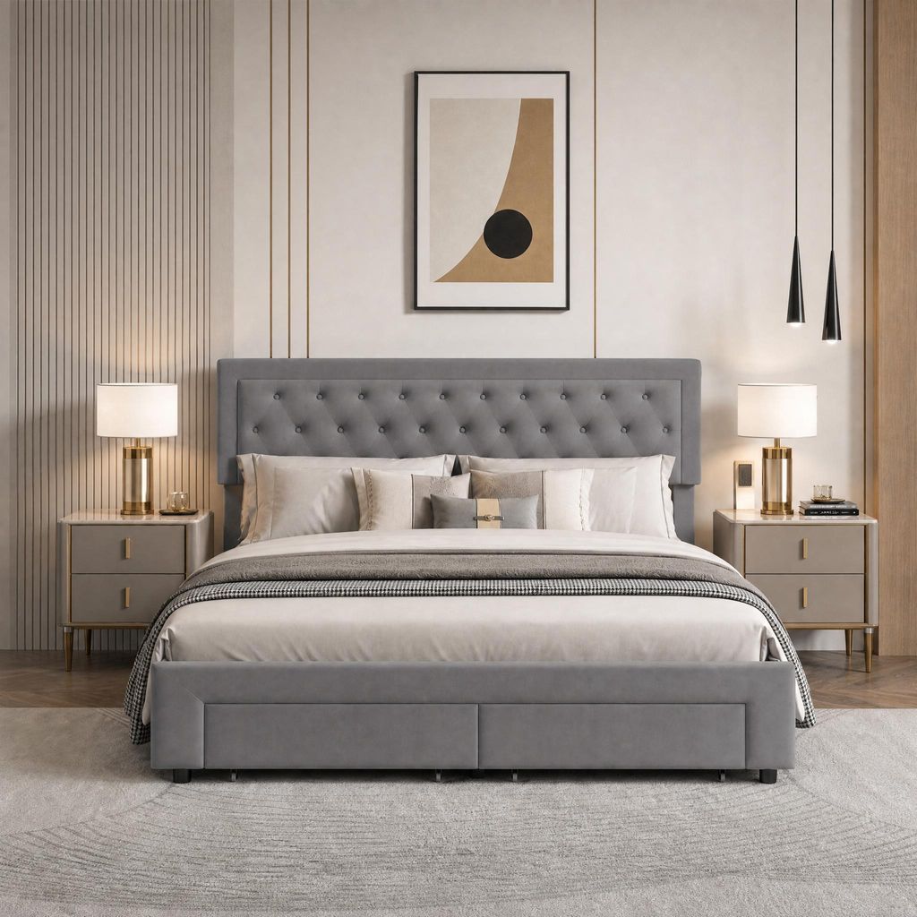 Letto imbottito con boxspring, dimensioni 160x200 cm, con Immagine del prodotto 