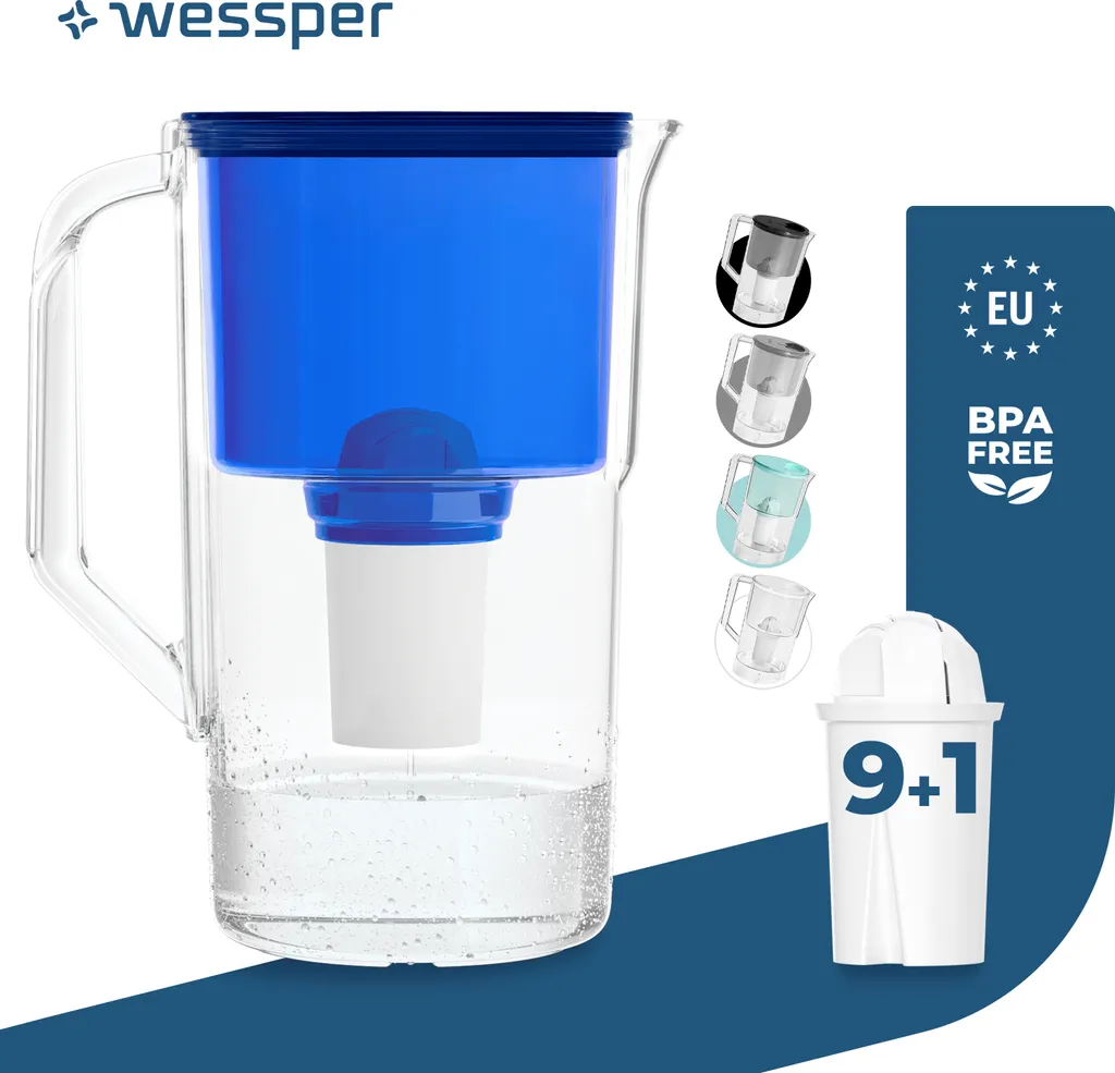 Caraffa Filtrante Wessper 2.5L + 10 Filtri Compatibili Brita Classic