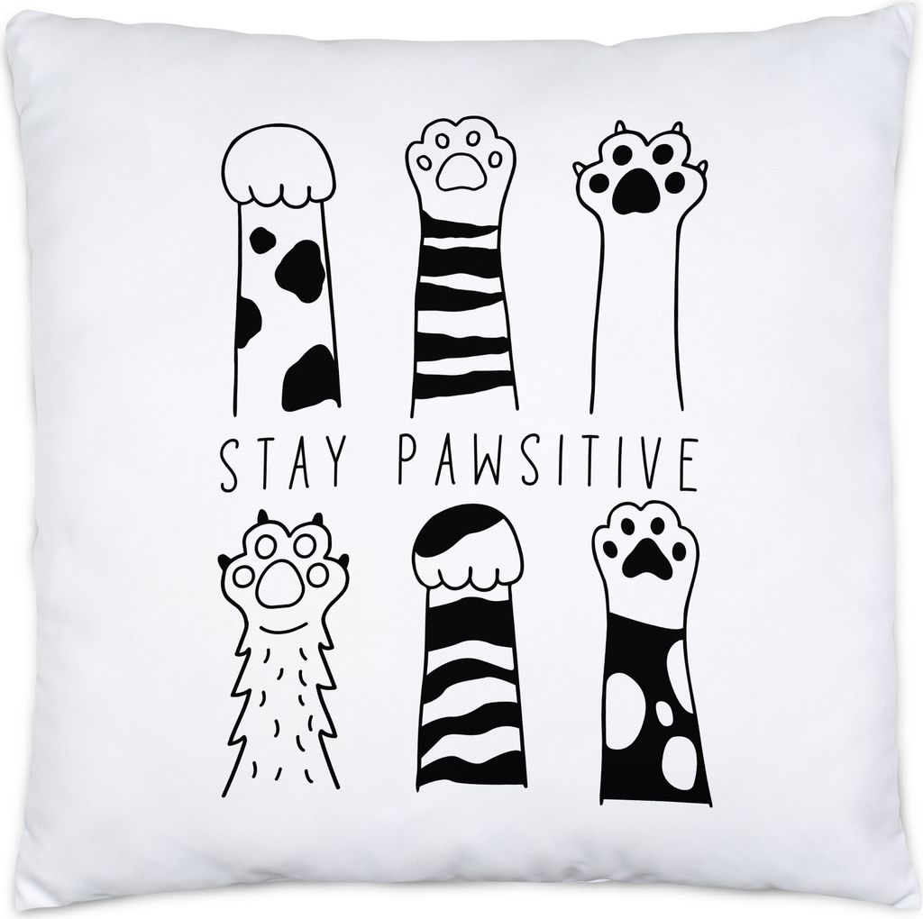 Stay Pawsitive Kissen Inkl Füllung Katzenliebhaber Geschenkidee Cat Mom Cat Dad