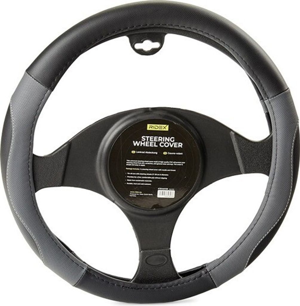 RIDEX 4791A0158 Lenkradbezug Rutschfest Polyurethan Ø37-39cm Grau Schwarz Lenkradhülle