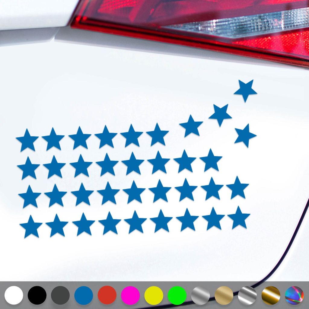 PantherPixel Sterne Set Aufkleber Mehrteilige Sterneaufkleber Sticker Auto Geschenkidee Farbe Blau