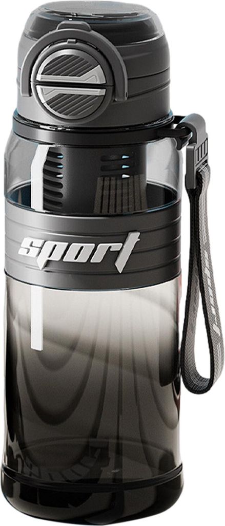 Fitness-Wasserflasche mit Strohhalm, Klappdeckel, 800 ml, BPA-freie PC-Sportflasche, auslaufsicher, Dual-Trink-Modus, schweißfester Griff, Trinkwa...