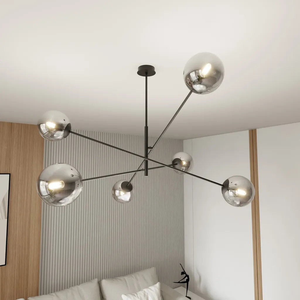 Lustre Emibig LINEAR 6 BLACK/GRAPHITE 1167/6 - Plafonnier 6xE14 40W Noir - 2