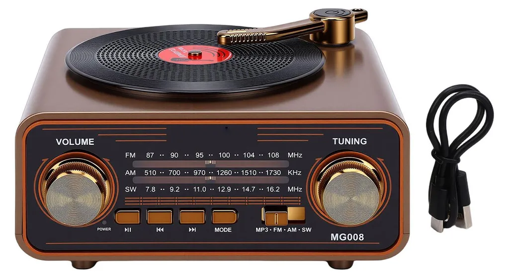 Poste de Radio Vintage AM/FM et Enceinte Bluetooth Portable Multifonction