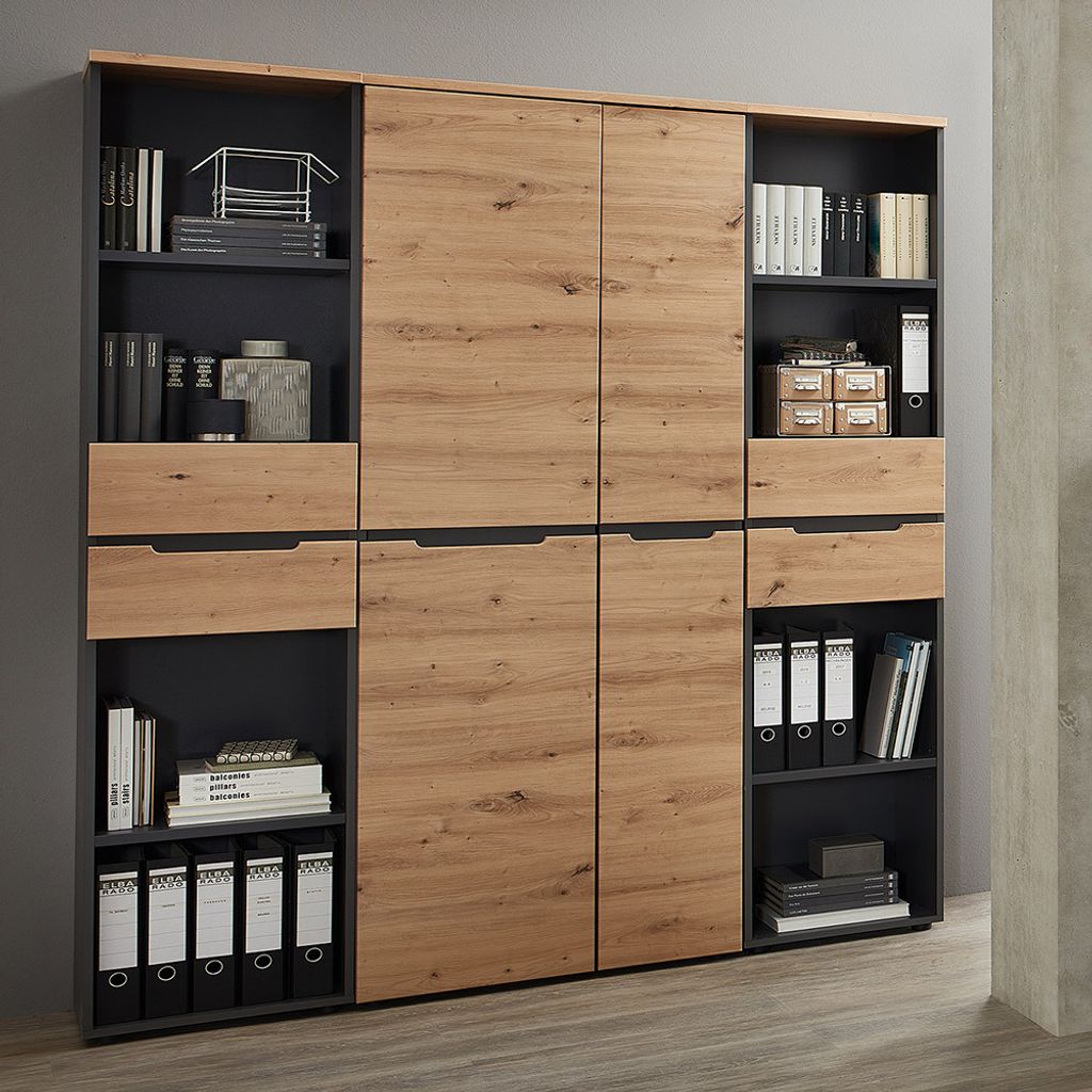 Aktenschrank Set 3-teilig MANRESA-36 graphit Eiche