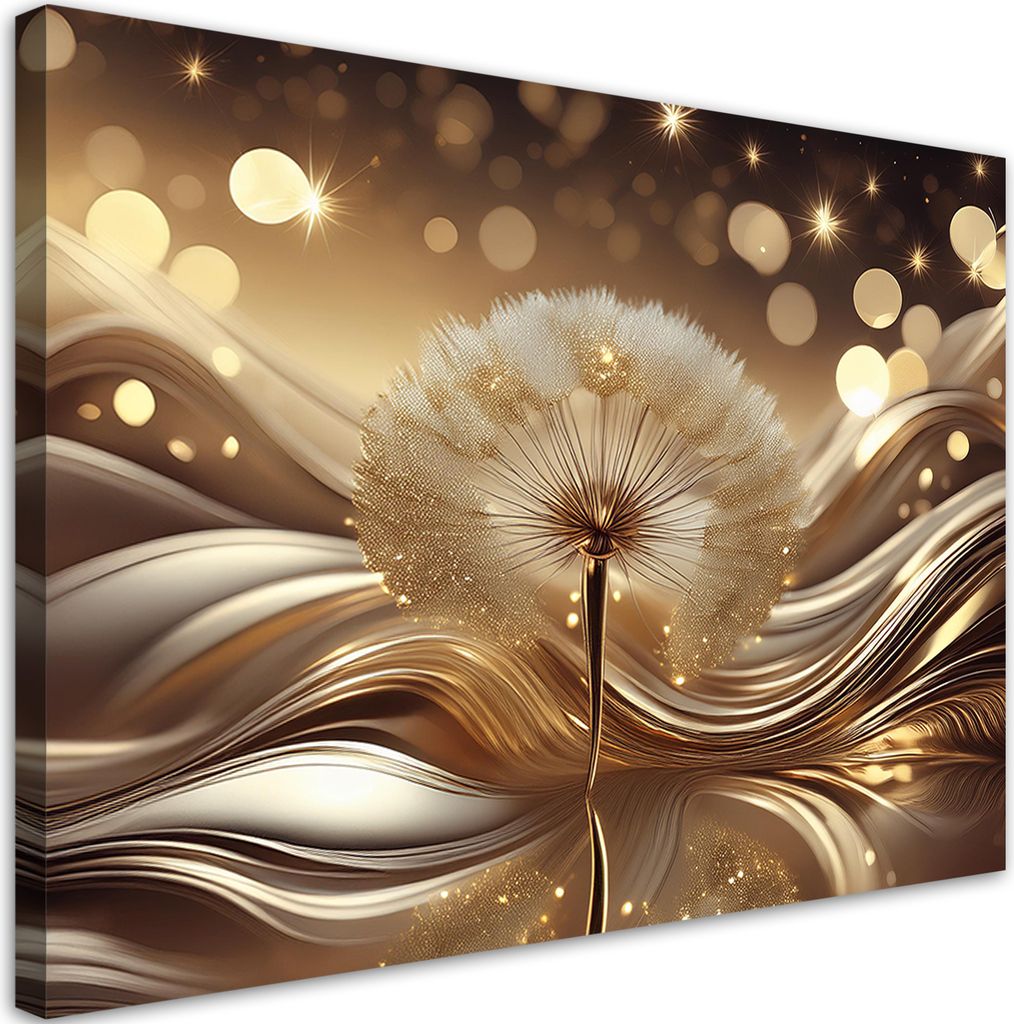 Leinwandbild Gold Löwenzahnblüte 60x40 Feeby Gold bild für die wand bereit zum aufhängen