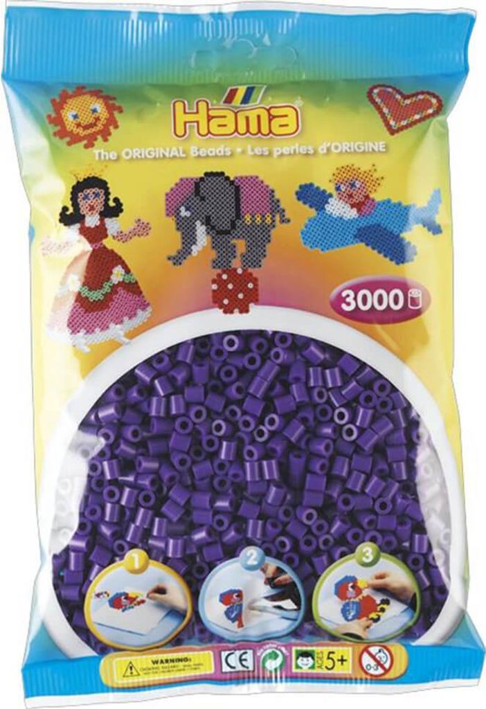Hama Beutel mit 3000 Midi-Bügelperlen : lila Farbe: lila
