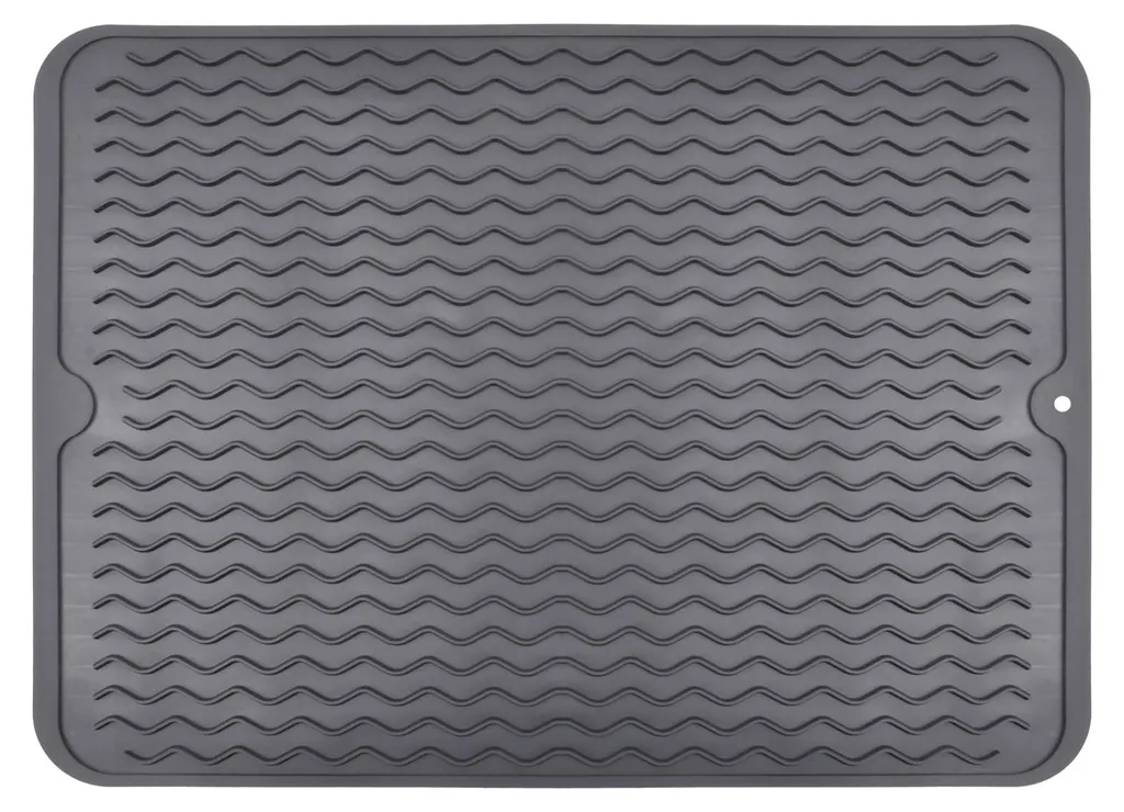 Tapis d'égouttage en silicone gris foncé 40x30 cm pour vaisselle