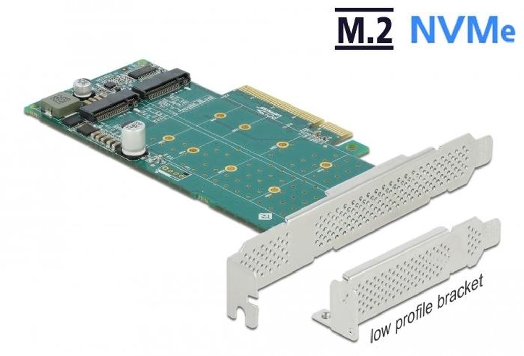Delock PCI Express x8 Karte zu 2 x intern NVMe M.2 Key M - Bifurcation - Low Profile Formfaktor