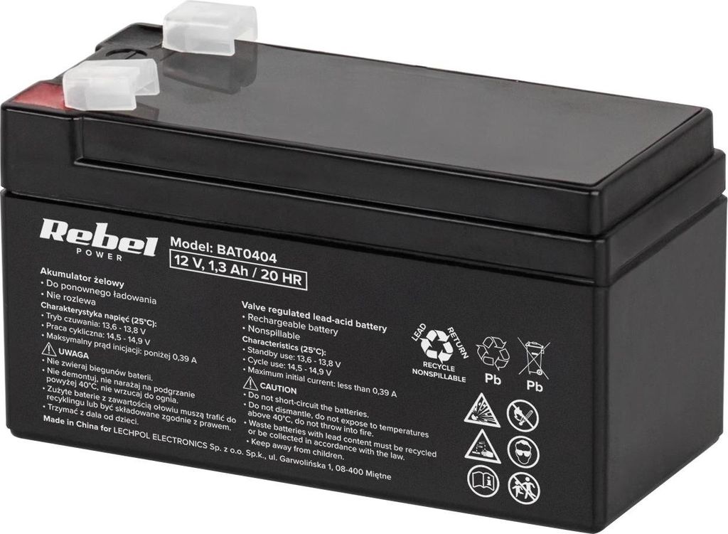 Rebel Power Gel-Batterie 12V 1,3Ah, wartungsfrei
