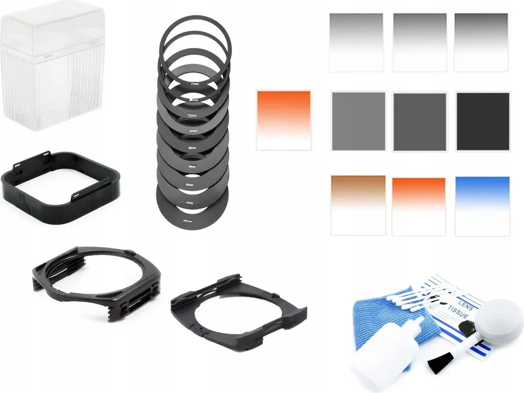 Lot de 28 Accessoires Photo avec Filtres Gradués et Bagues pour Objectif
