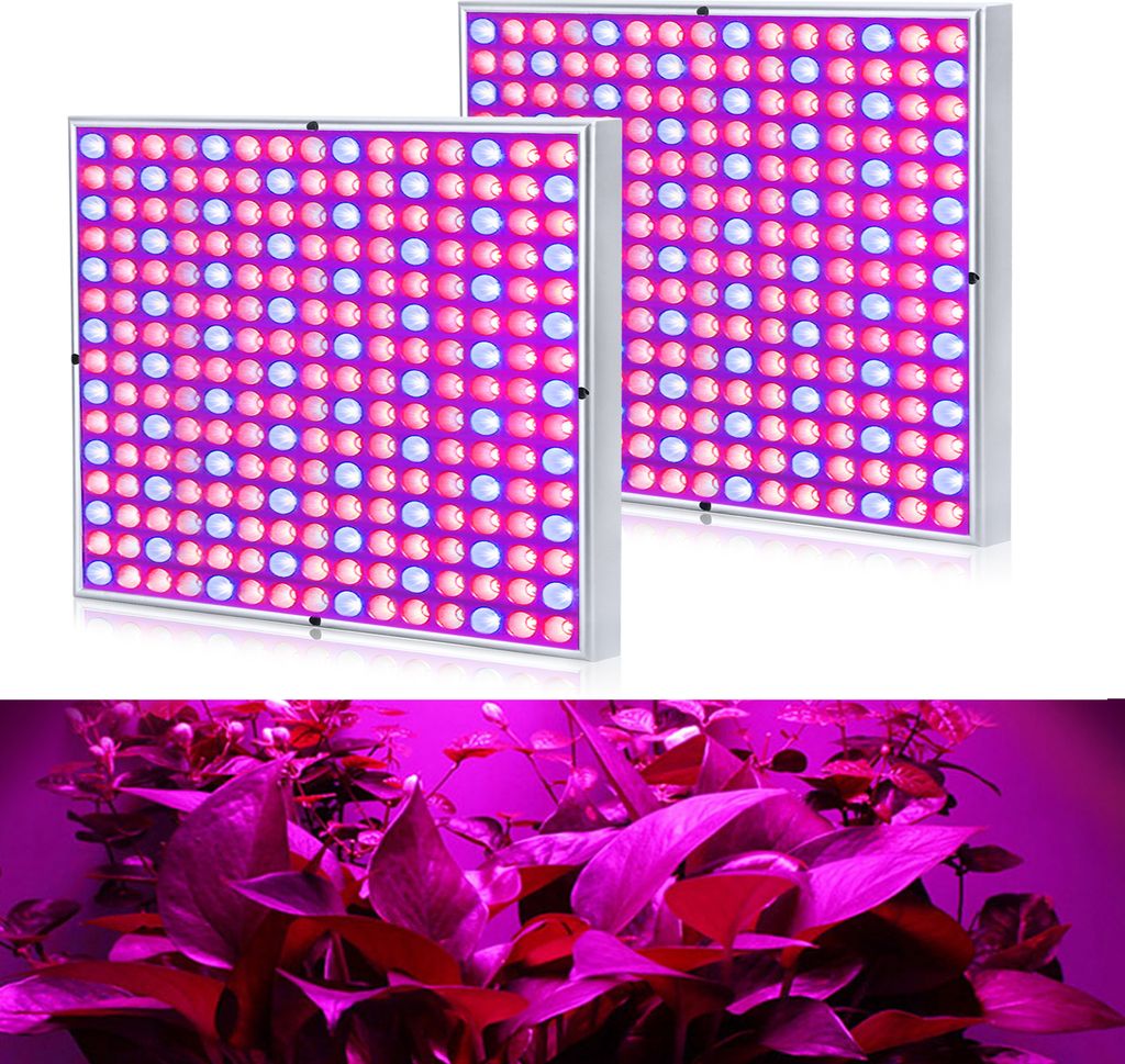LARS360 2X 45W Pflanzenlicht Pflanzenlampe Led 225 LEDs Vollspektrum Grow Light Wachsen Licht Pflanze Blau+Rot+Weiß, Quadrat für Blumen