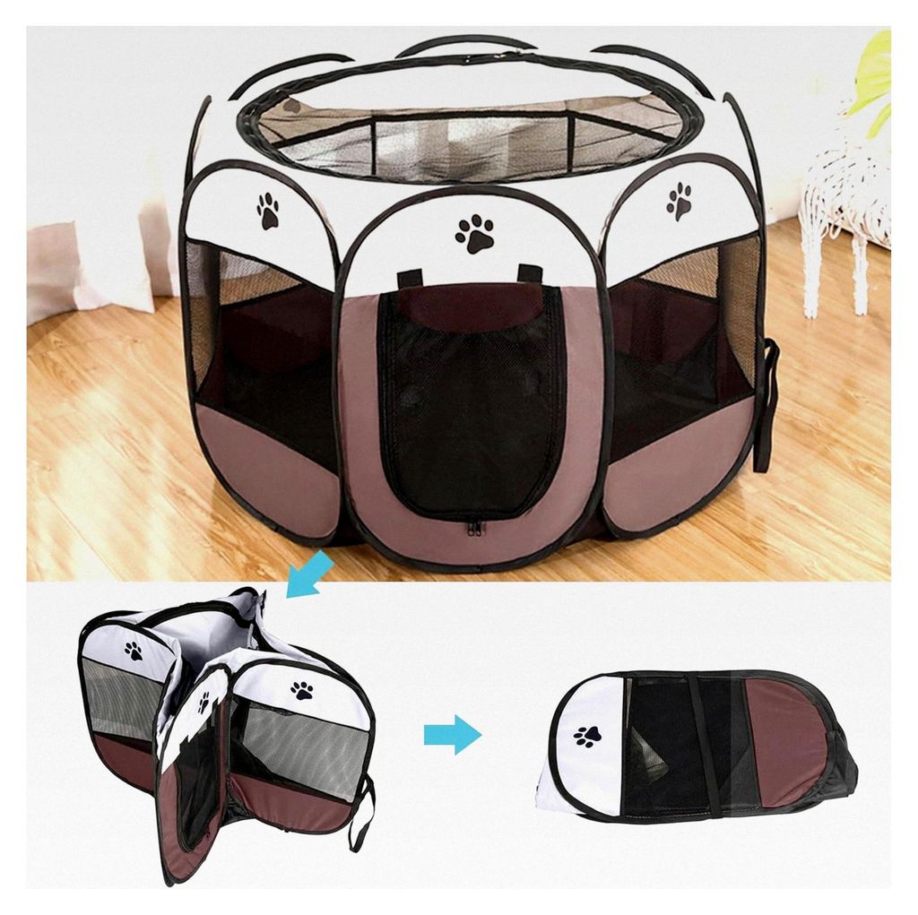 Faltbarer Welpenlaufstall für Kleintiere, 74x74x43CM, Außengehege für Hunde, Katzen, Kaninchen und andere Kleintiere, Oxford-Stoff Pop-up-System...