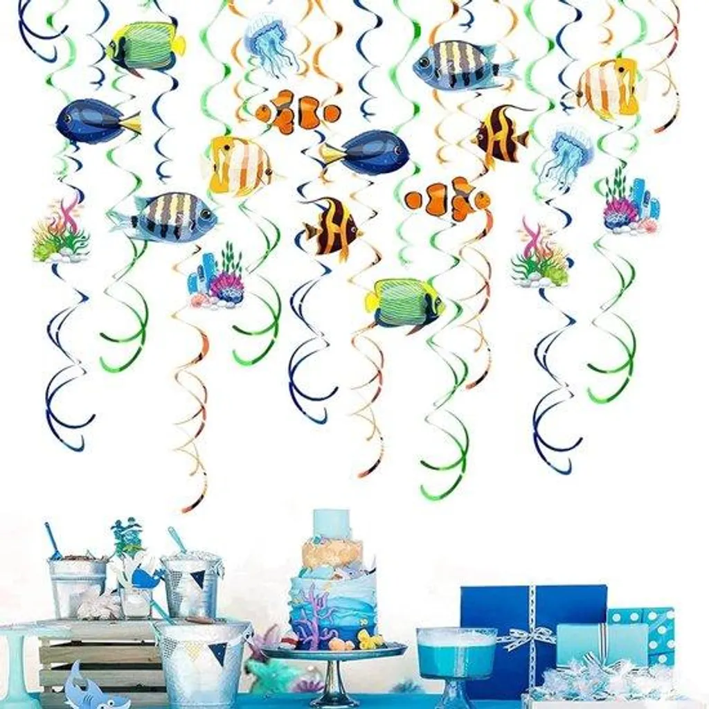 Kit déco marine facile 30 poissons recto-verso pour masquer les murs