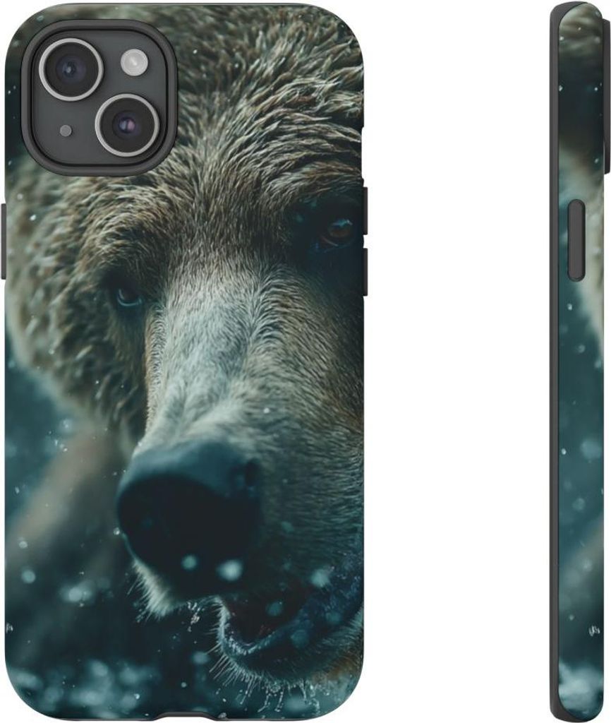 Braunbär im Wasser – Handyhülle mit mattem Design Kompatibel mit iPhone 15 Plus