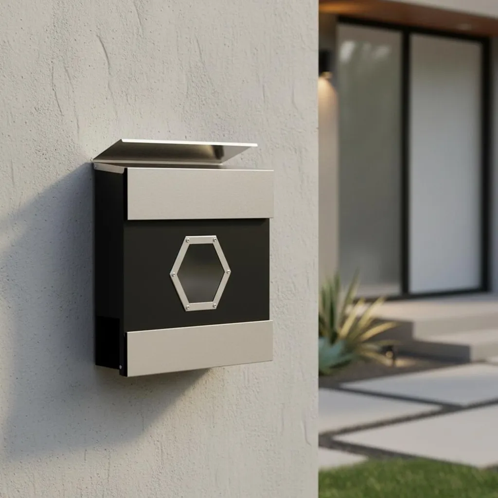 Boîte aux lettres murale sécurisée noir/inox contre courrier mouillé