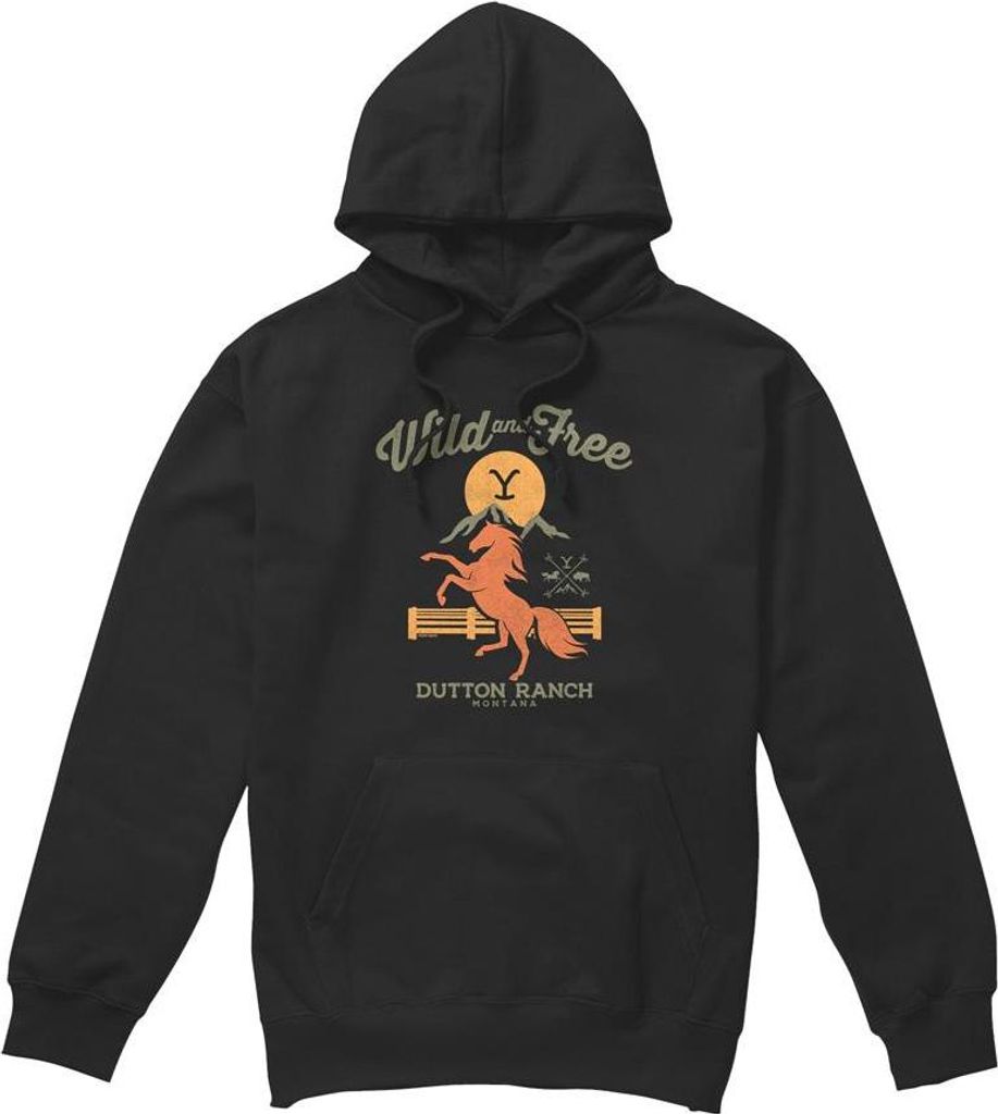 Yellowstone - "Wild & Free" Kapuzenpullover für Herren TV8281 (S) (Schwarz)