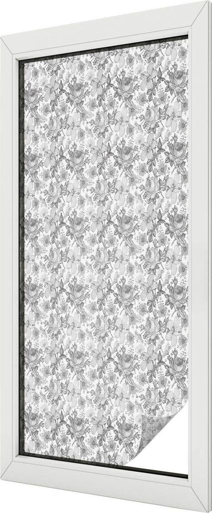 Buntglas Fensterfolie – 116x50 cm – Stained-Glass Design – blickdichte dekorative Sichtschutzfolie – selbstklebend, UV-Schutz – Florale E...