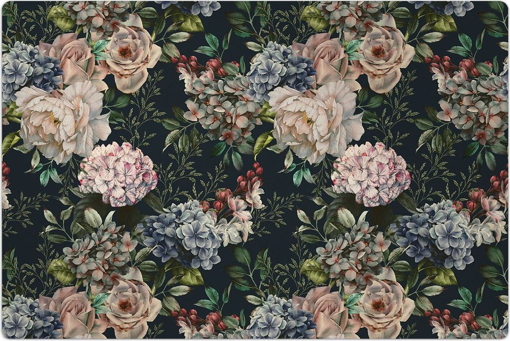 Küchenmatte 80x120 cm Vinylmatte Bodenmatte Dekoration - Muster mit Blumen
