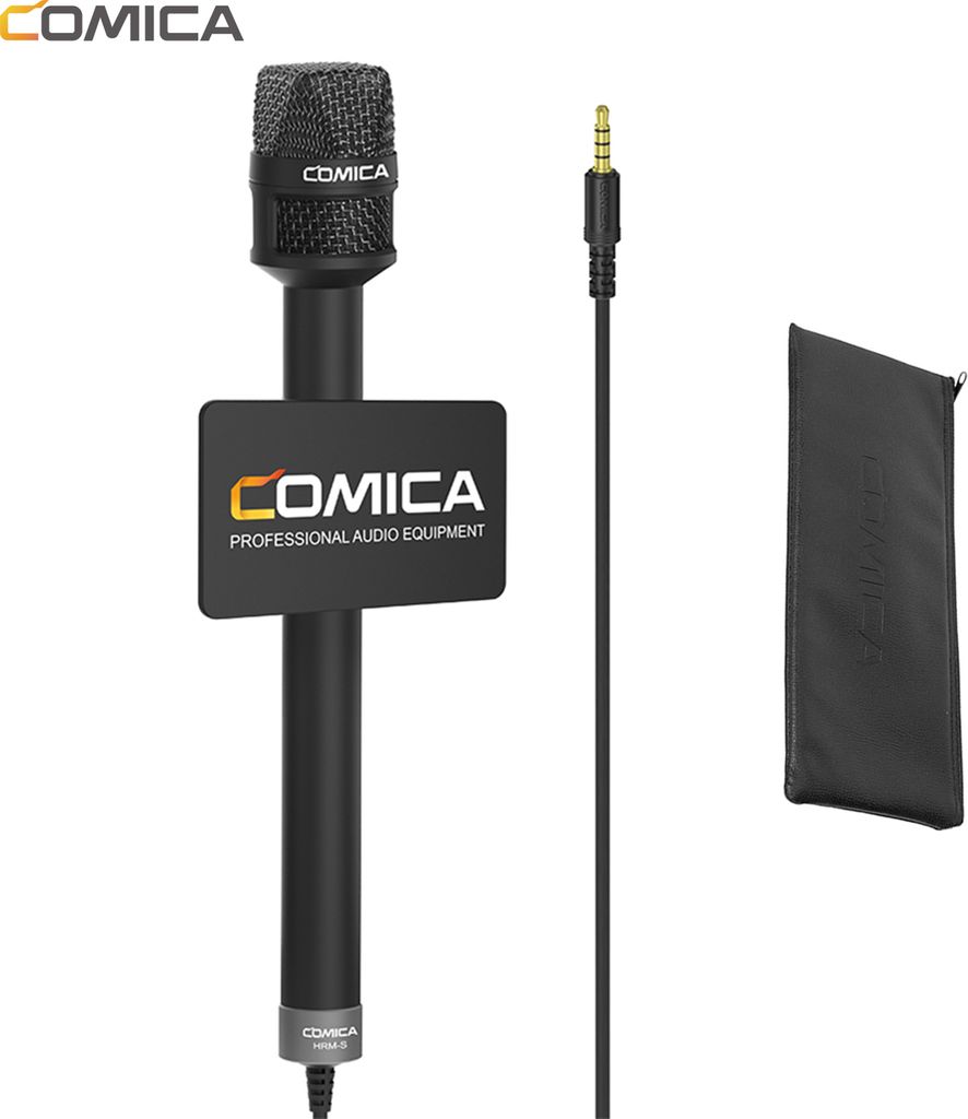 COMICA HRM-S Handheld-Interviewmikrofon fuer Smartphones 3,5-mm-TRRS-Stecker Nieren-Kondensatormikrofon