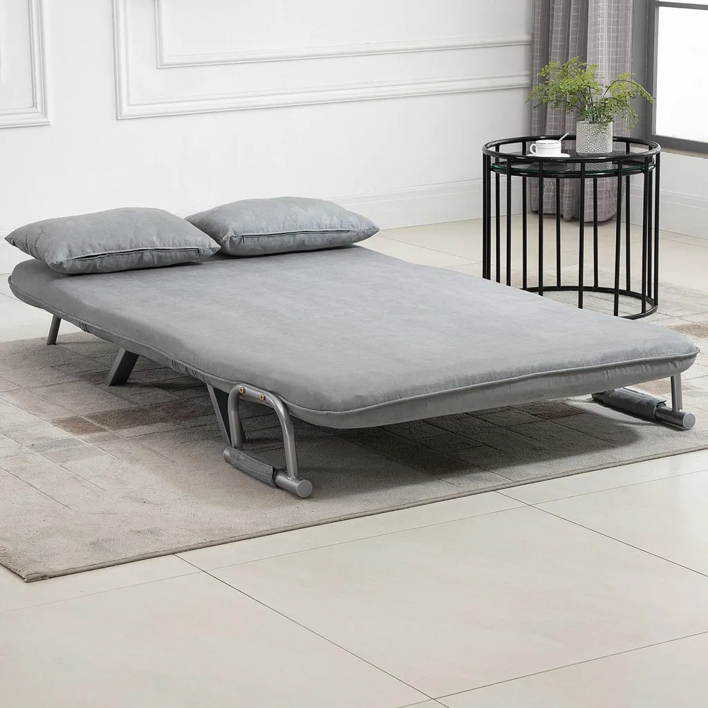 Fauteuil convertible 2 places avec dossier réglable gris clair - 4