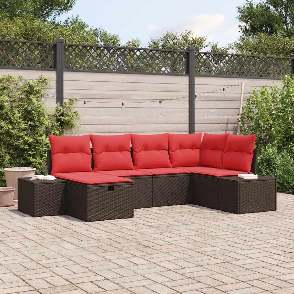 Maison Exclusive - Gartensofa-set mit Kissen 6 pcs Braun Poly-Rattan