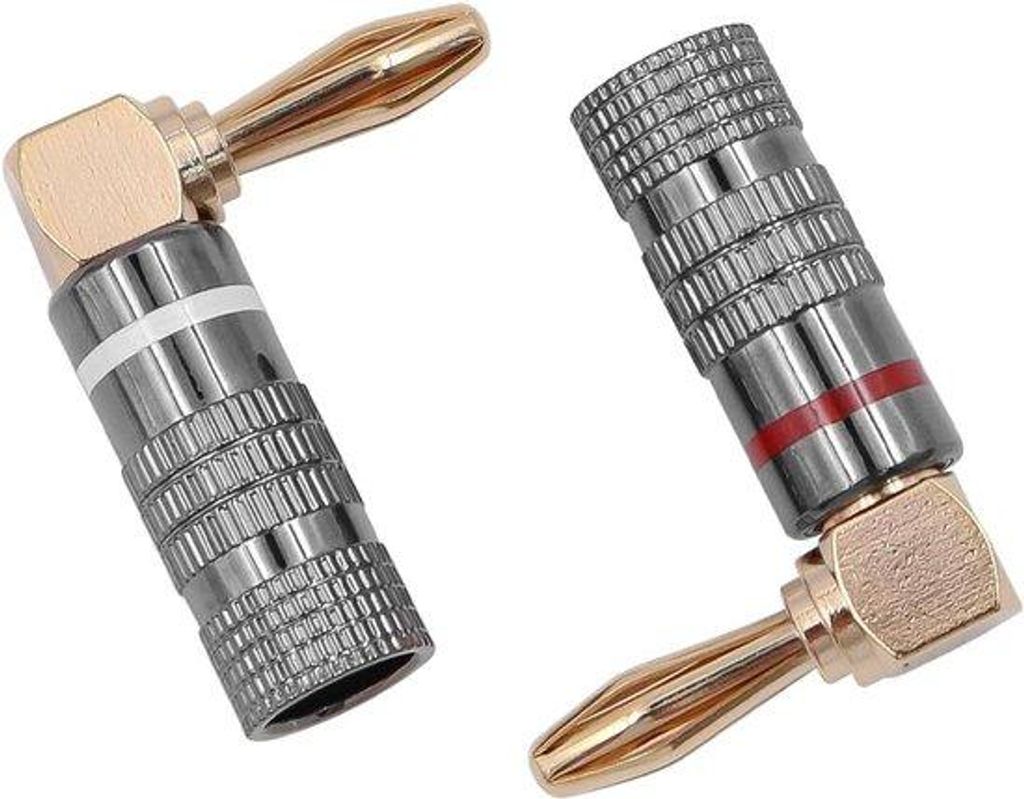 Audio-Adapter 90 Grad, 2 Stück, Kupfer, für Lautsprecherkabel