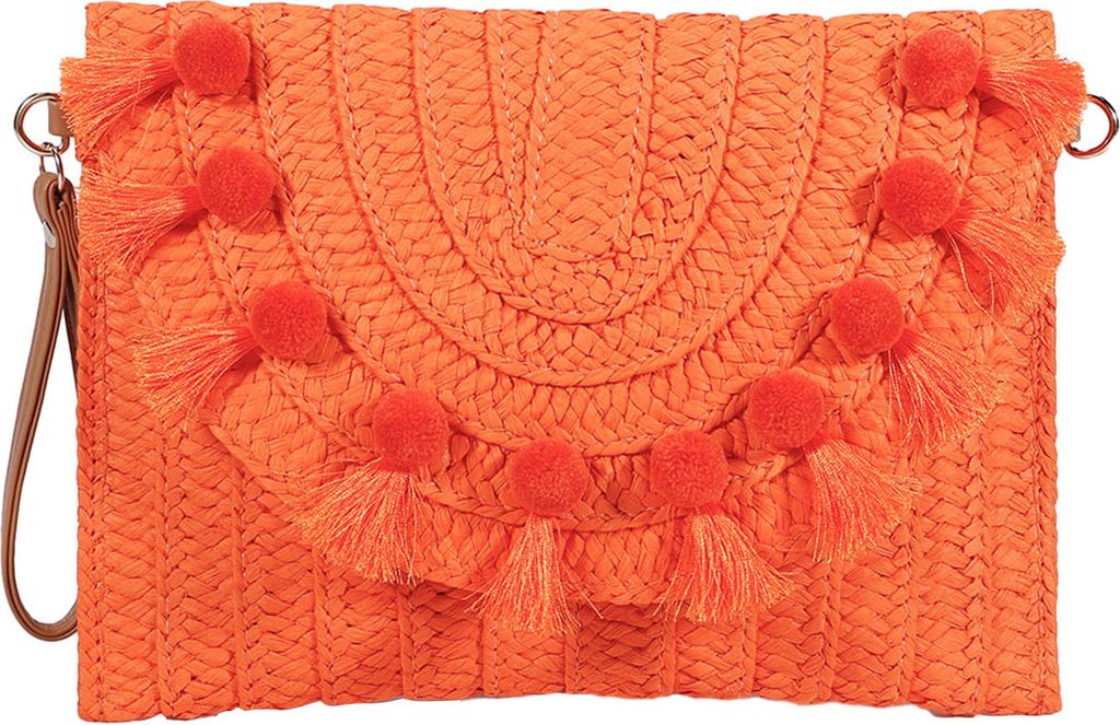 Handtasche, Stroh-Umhängetasche, Strandtasche, handgefertigt, große Kapazität, Magnetverschluss, Stroh-Umhängetasche, gewebte Umschlag-Geldbör...