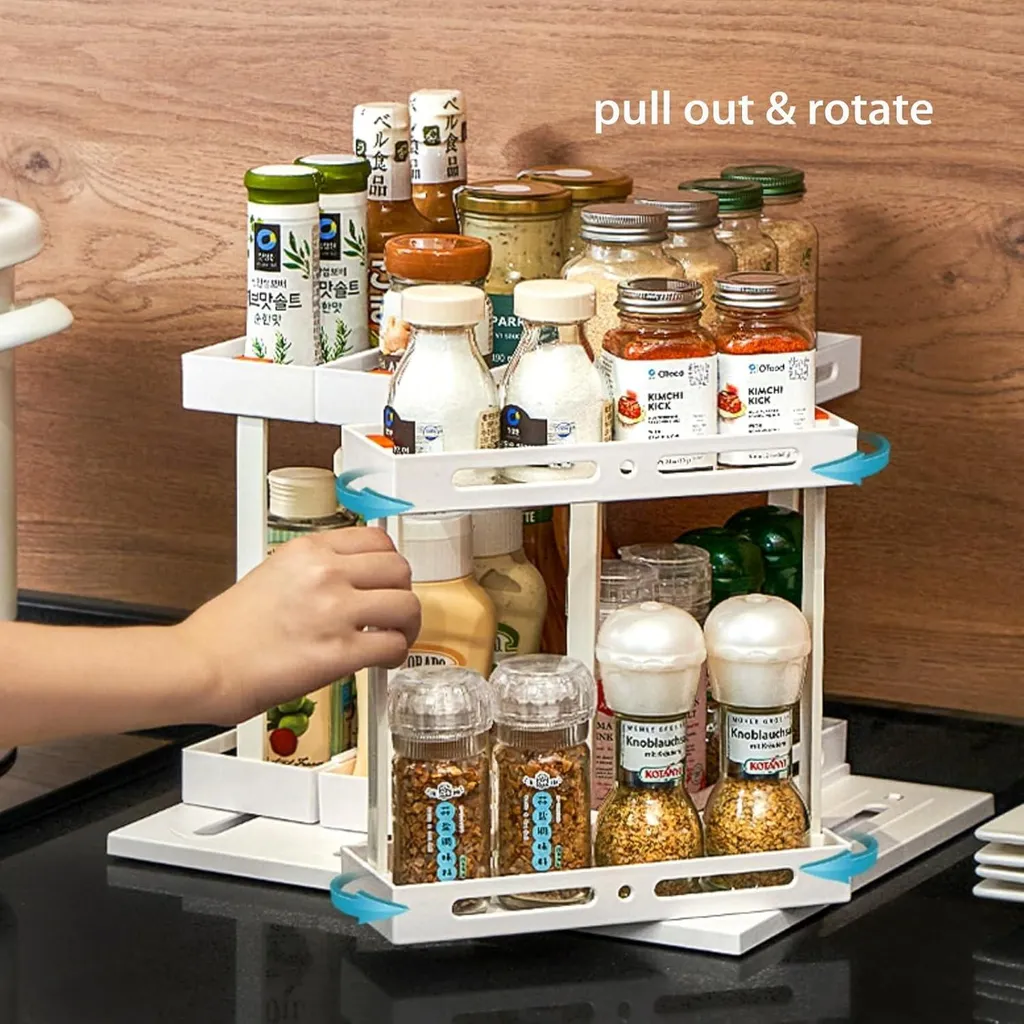 Support à épices extensible blanc pour placard de cuisine - 2 unités