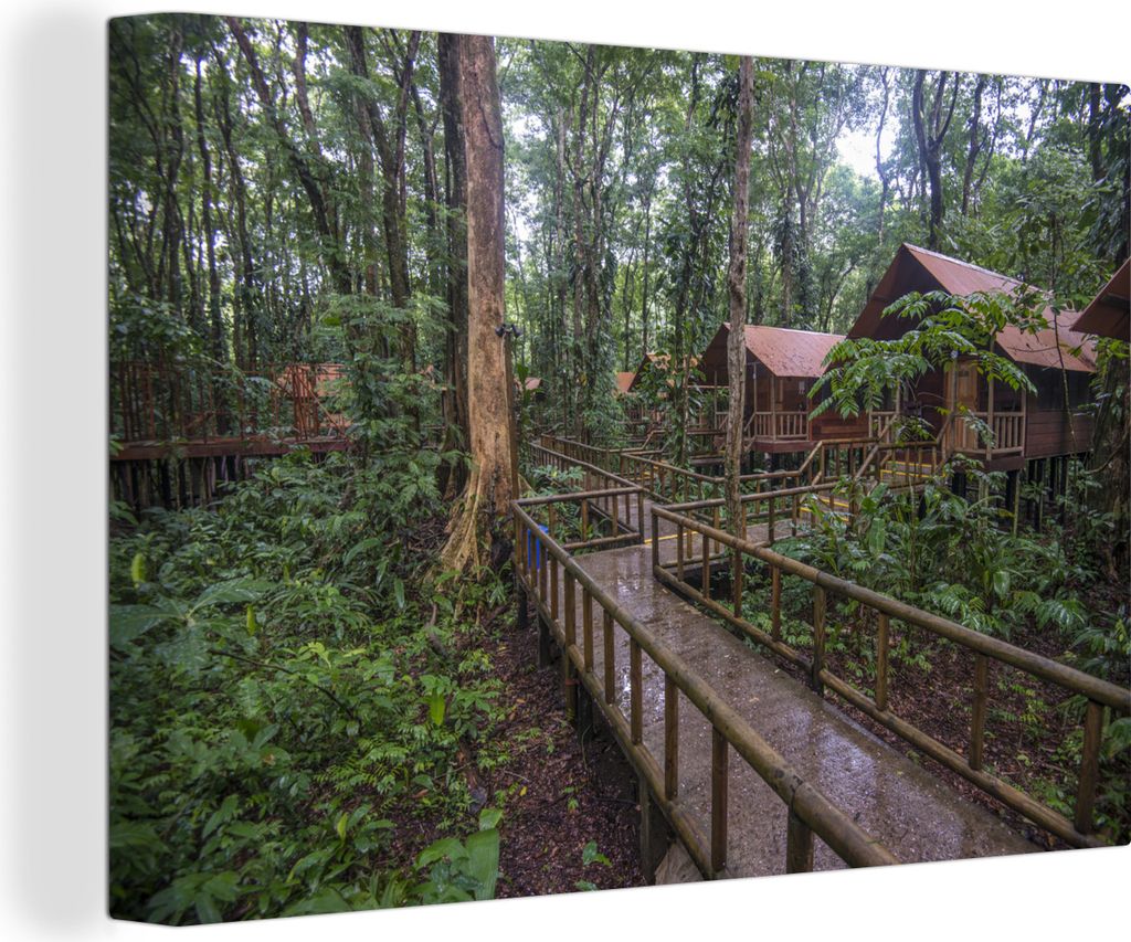 OneMillionCanvasses - Leinwandbilder - 140x90 cm, Häuser im Dschungel des Tortuguero-Nationalparks, Wandbilder Kunstdruck Wanddekoration - Foto ...