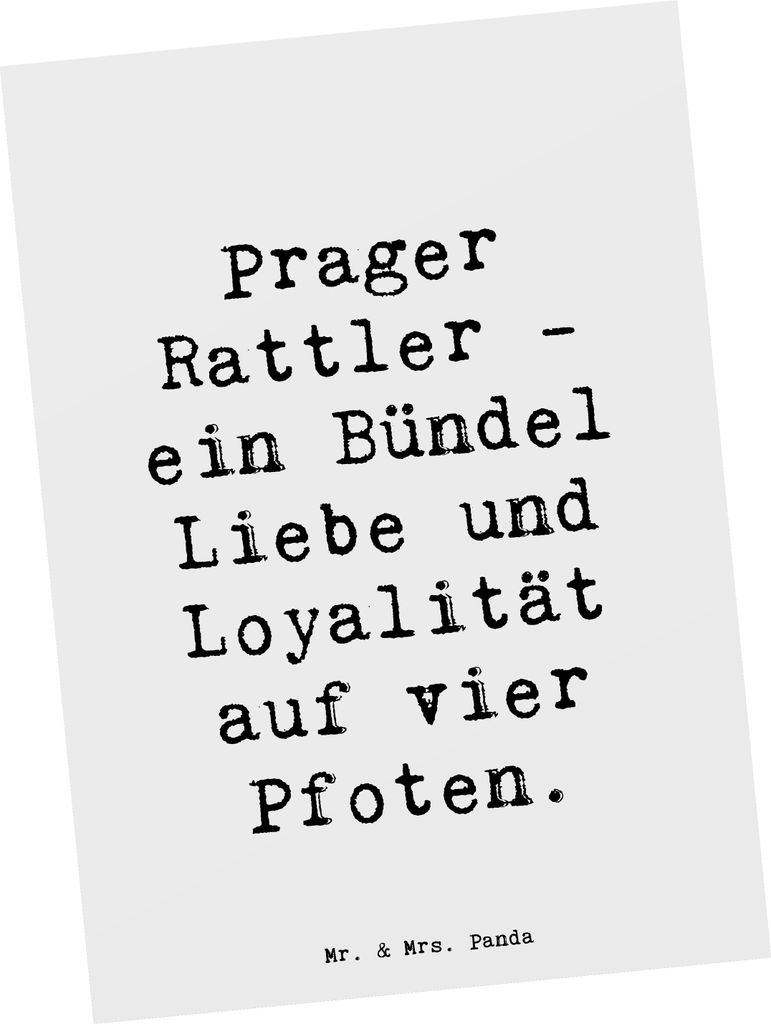 Mr. & Mrs. Panda Postkarte Spruch Prager Rattler - Weiß - Geschenk, bedingungslose Treue, Liebe, Ansichtskarte, Hundeliebhaber, Hunderasse, Wärme...