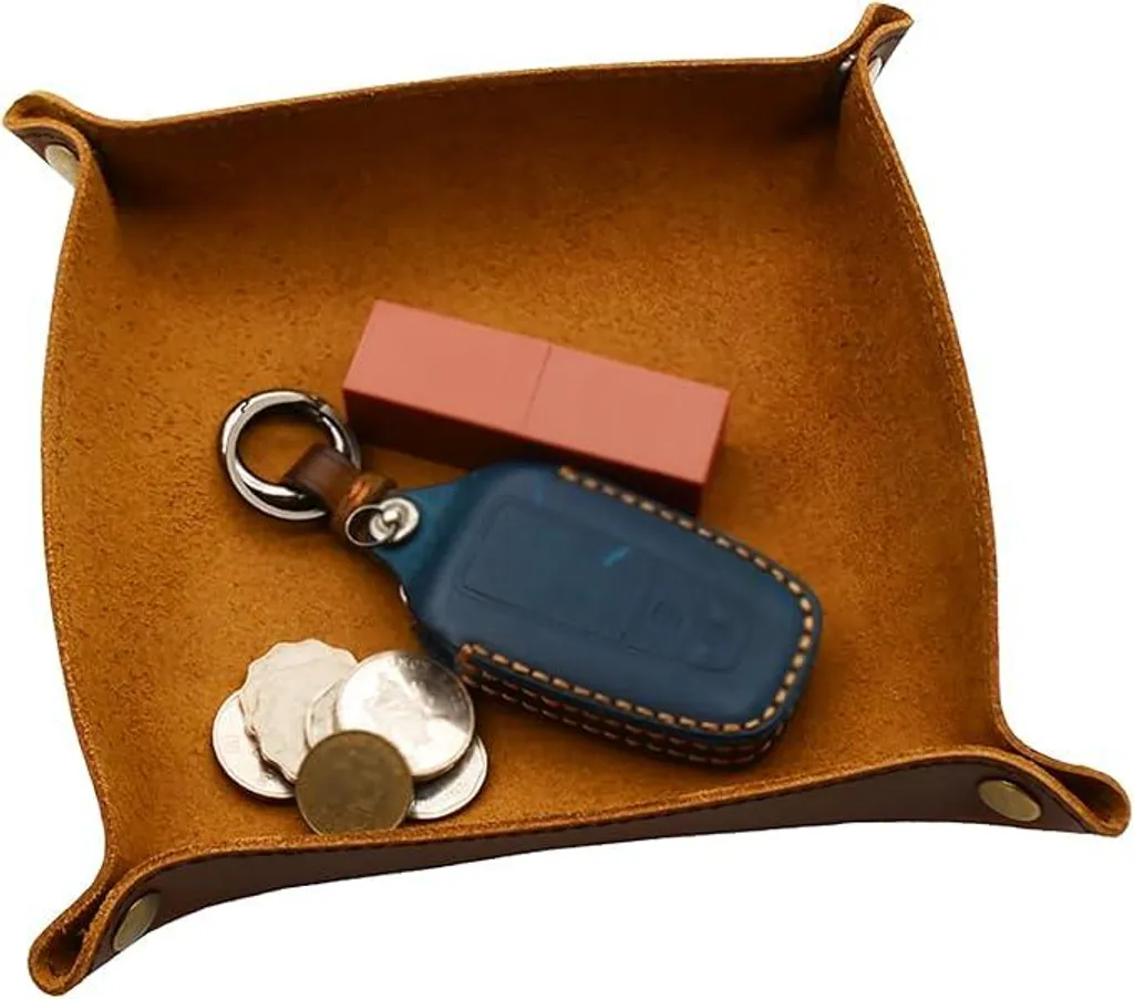 Ne perdez plus vos clés - Organisateur vide-poche cuir marron protecteur
