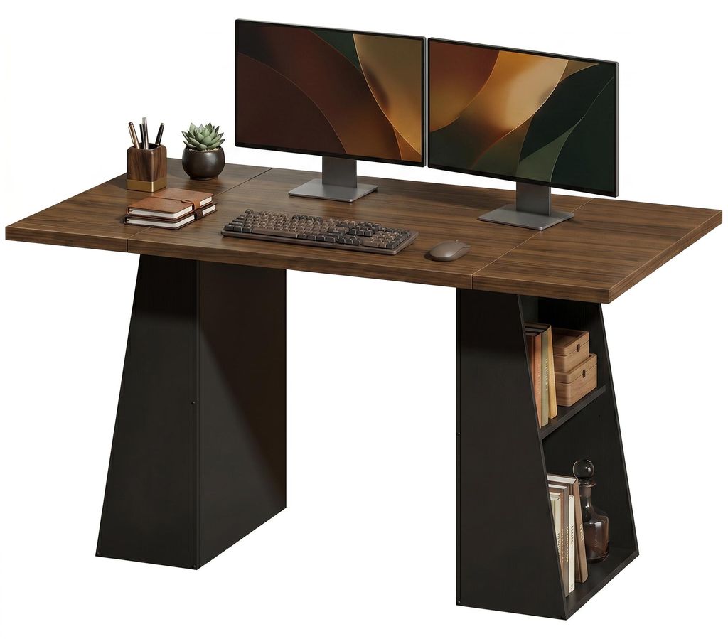HOMCOM Schreibtisch 140 cm, Computertisch mit 4 offenen Produktbild 
