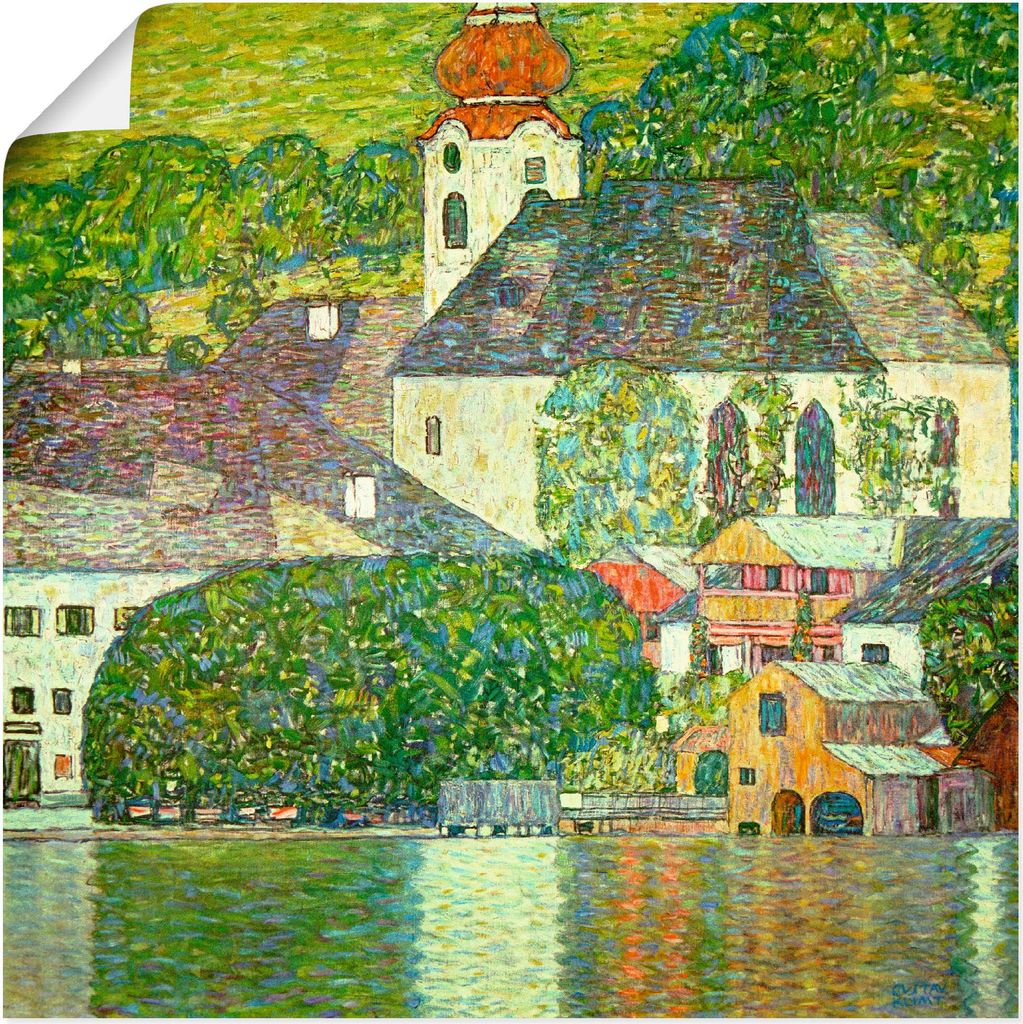 ARTland Poster Kirche in Unterach am Attersee. (D.198) Größe: 30x30 cm